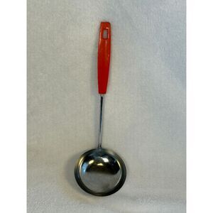Vintage ECKO Red Handled Soup Ladle USA Made Chromium Plated